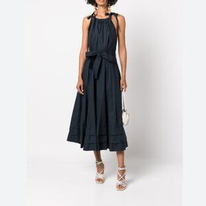 Ulla Johnson Joni Cotton Poplin Midi Dress Salute Navy Blue 00